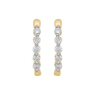 Made For You 10k Gold 1/4 Carat T.W. GSI Certified Lab-Grown Diamond Hoop Earrings