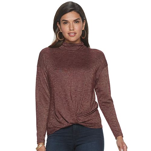 Women's Jennifer Lopez Twist-Front Turtleneck Top