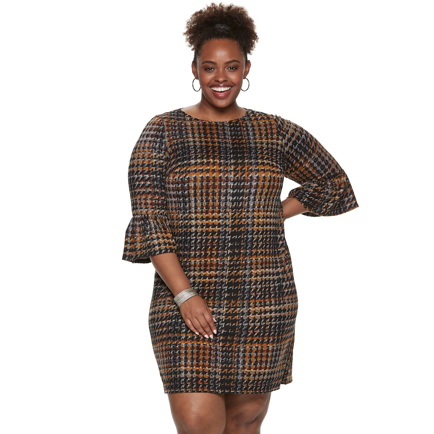 flounce sleeve shift dress