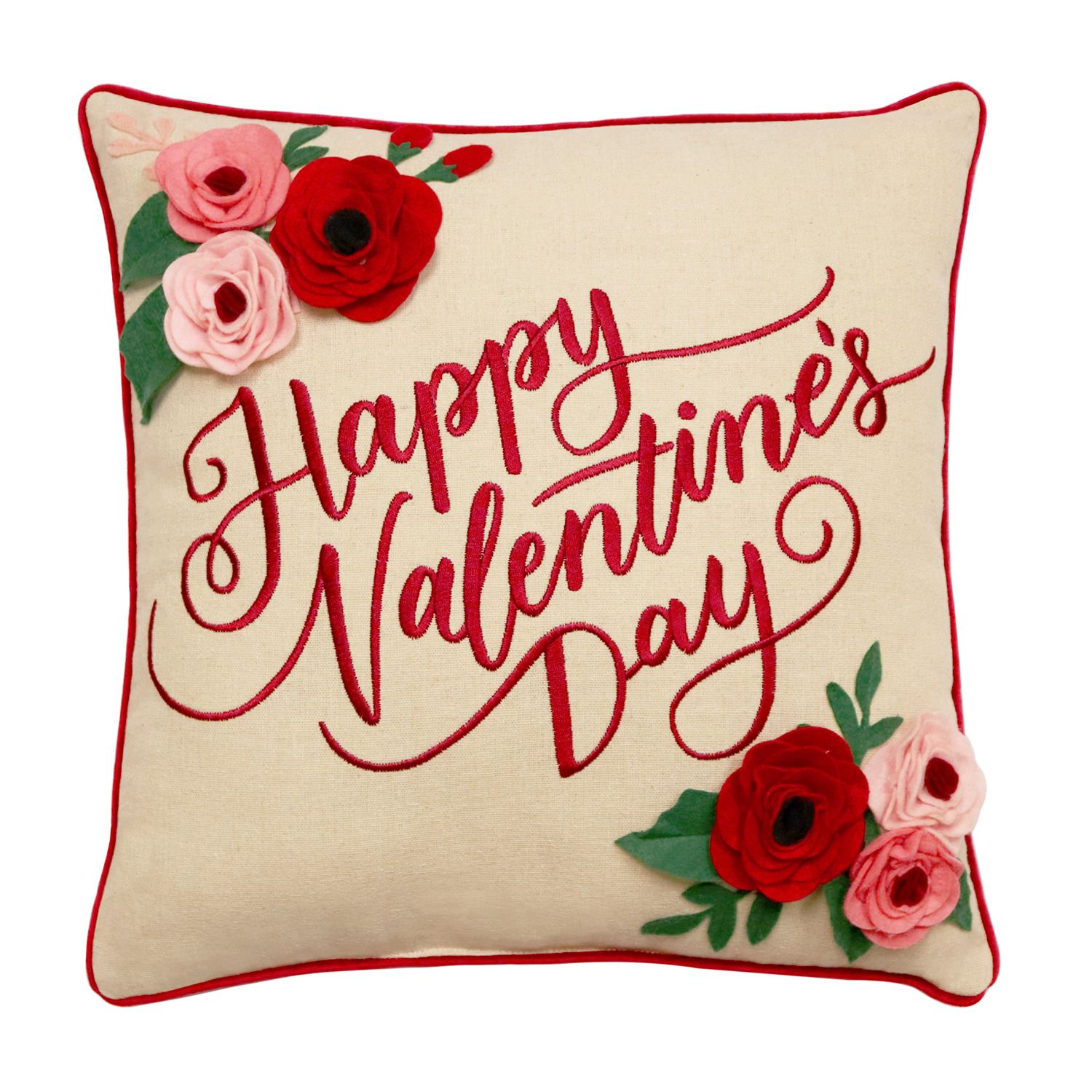 Happy Valentine's Day Floral Throw Pillow