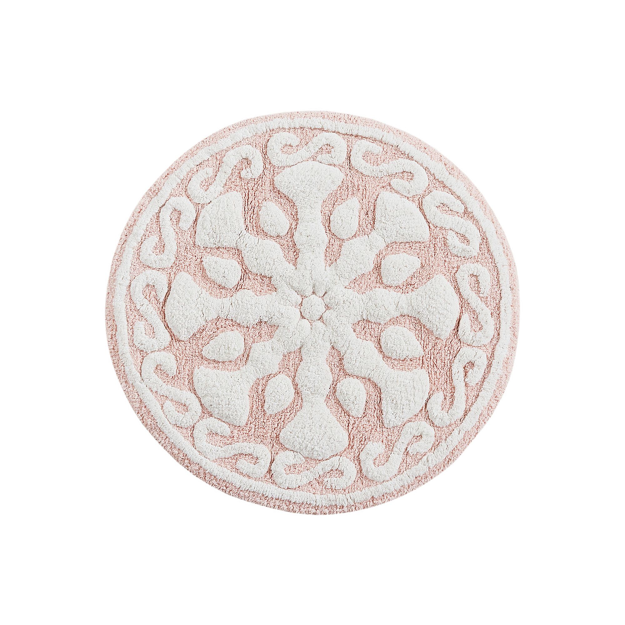Madison Park Marrakesh Medallion Cotton Tufted Round Bathroom Rug, Blush