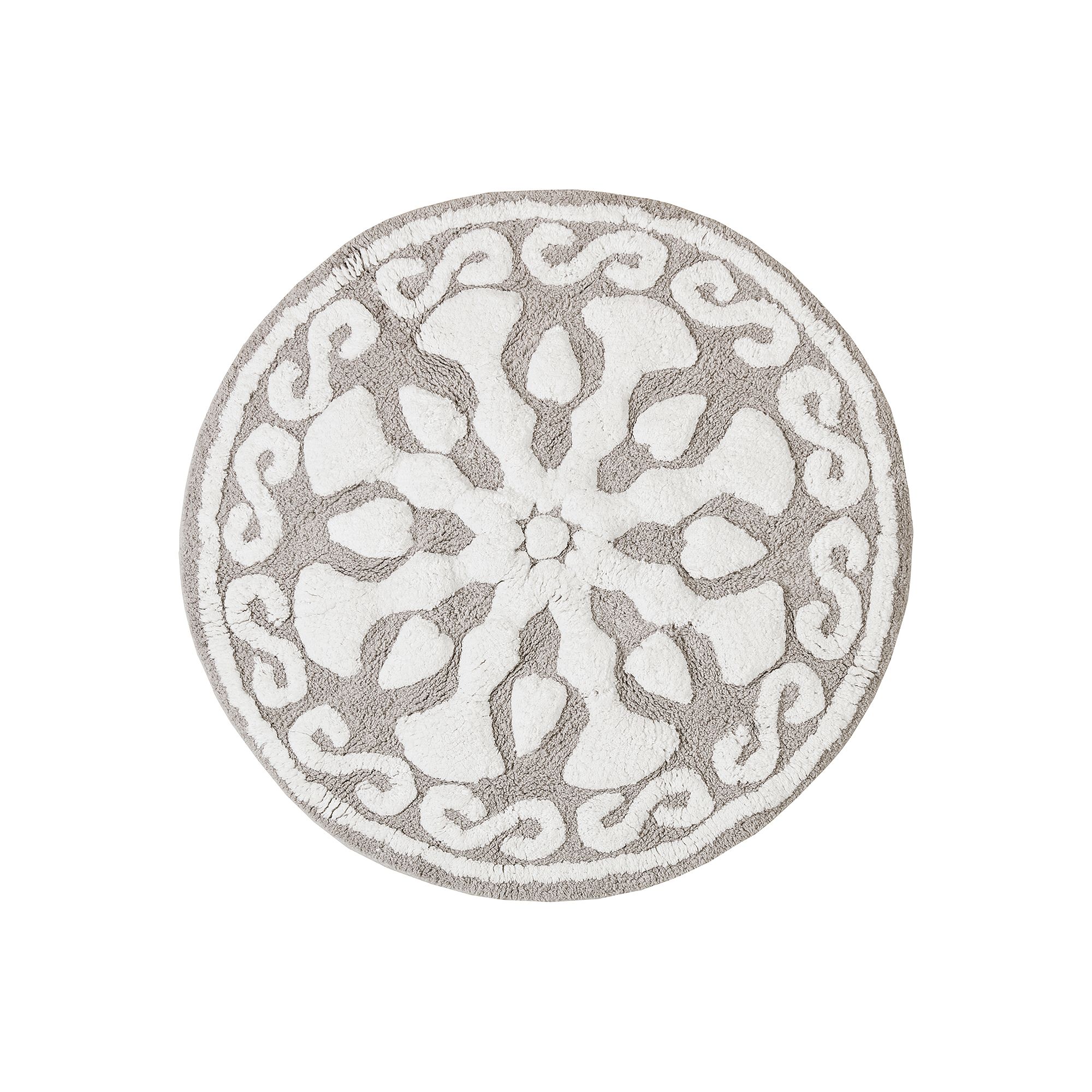 Madison Park Marrakesh Medallion Cotton Tufted Round Bathroom Rug, Gray