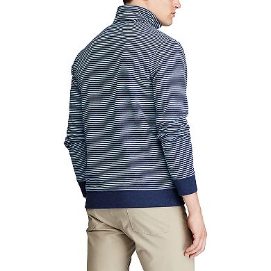 Pull Quarter Zip CHAPS Garçon - Rayé Marine Et Vert, Taille 5, 100% Coton, Neuf Avec étiquette