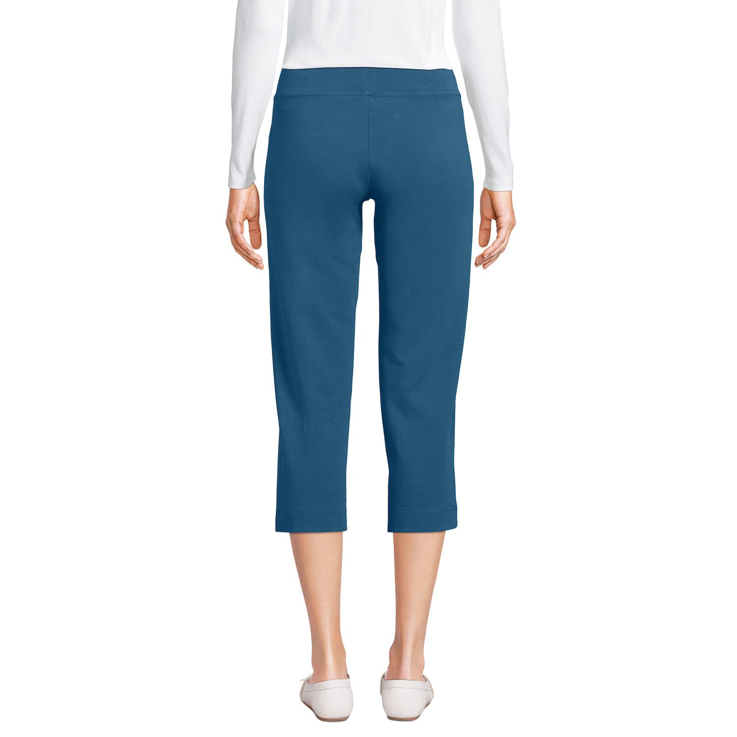 Lands' End Pantalon Starfish taille élastique à jambe droite pour femme, Gris anthracite chiné