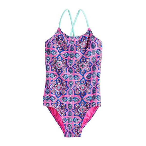 Girls 7-16 SO® One in a Medallion Laced Cross-Strap One-Piece Swimsuit