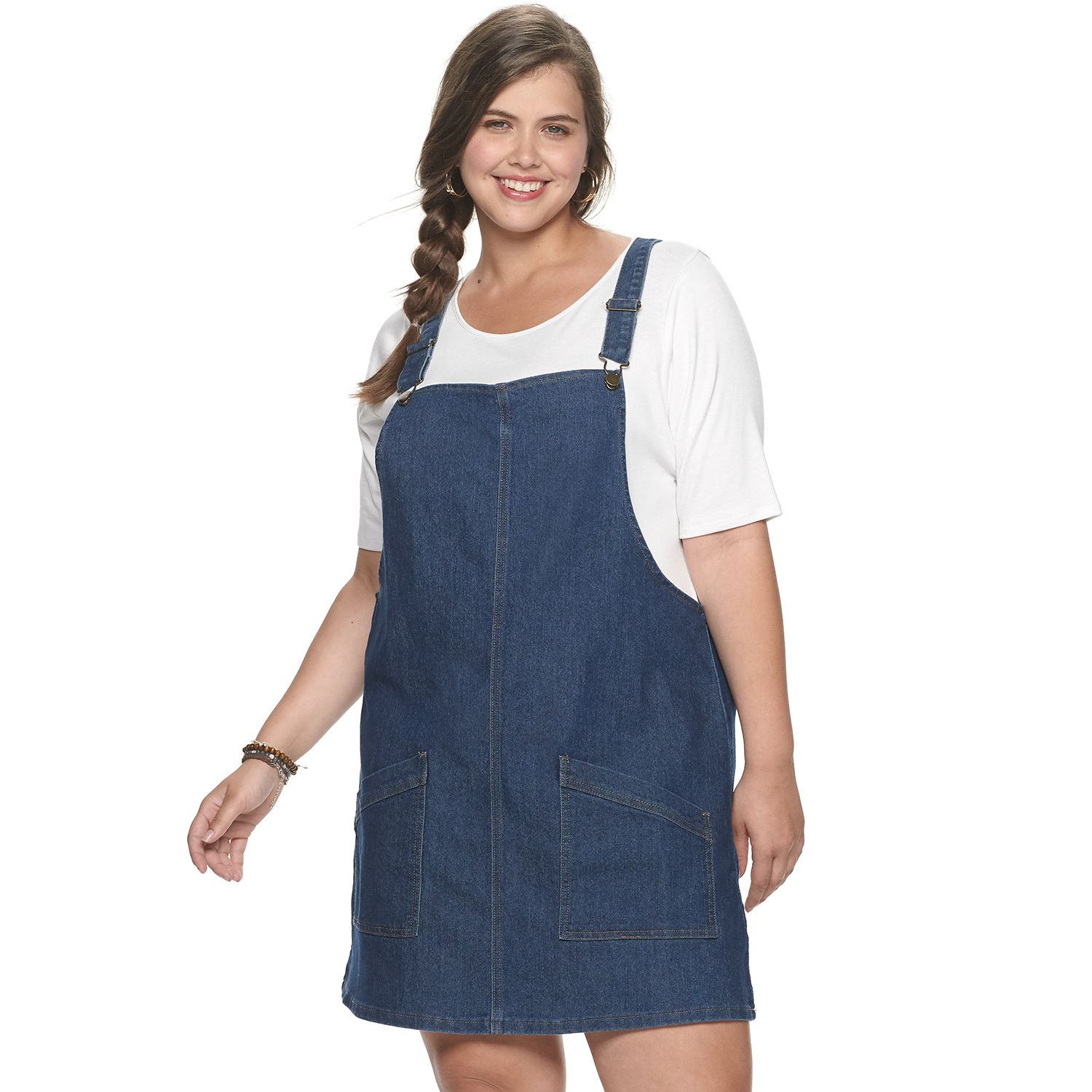 plus denim overall dress