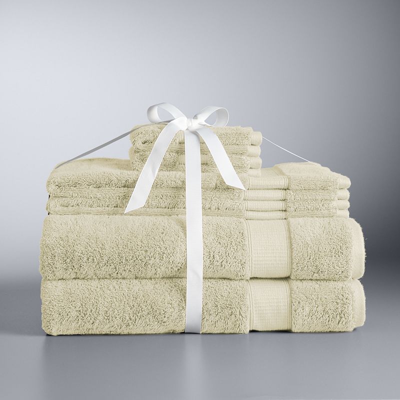Simply Vera Vera Wang 6-piece Tencel Bath Towel Set, Beig/Green, 6 Pc Set