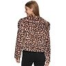Juniors' Candies® Animal Print Short Faux Fur Jacket With Collar