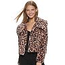 Juniors' Candies® Animal Print Short Faux Fur Jacket With Collar