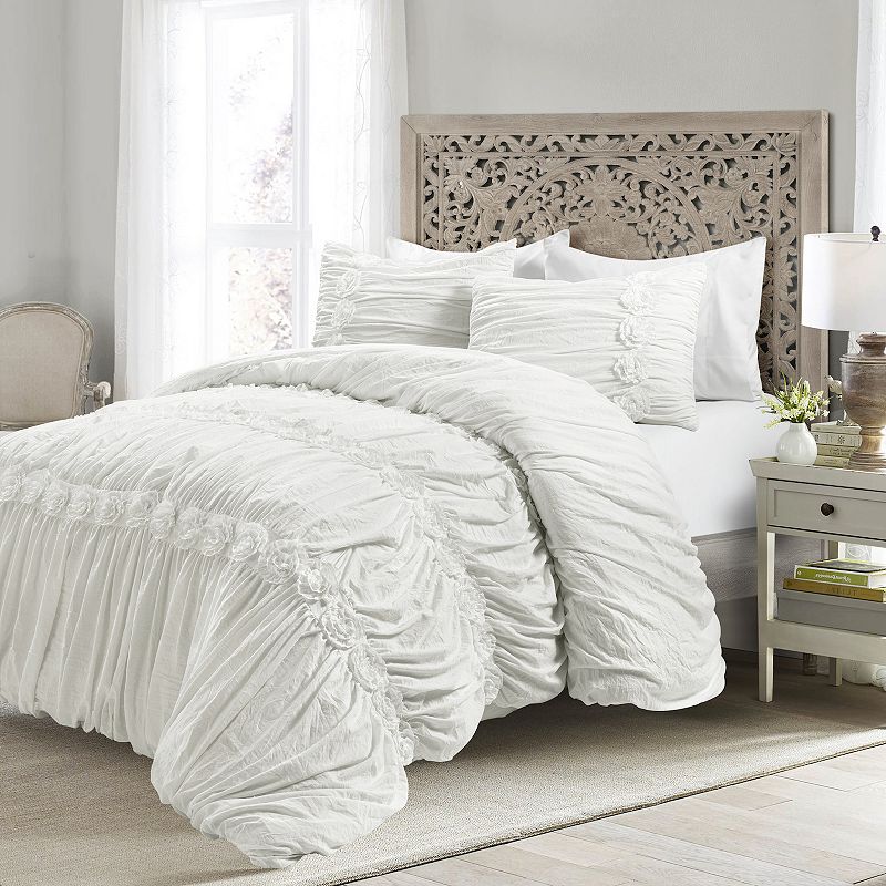 Lush Decor Darla Comforter Set, White, King