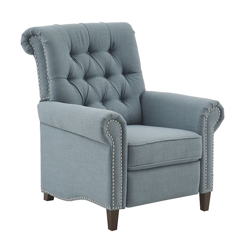 Zak Recliner Blue: Madison Park, Polyester & Linen Upholstery, Wood Frame, Foam Fill, Spot Clean