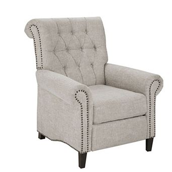 Madison Park Aidan Upholstered Manual Push Back Recliner Chair with Nailheads
