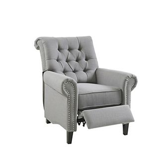 Madison Park Aidan Upholstered Manual Push Back Recliner Chair with Nailheads