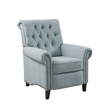 Madison Park Aidan Upholstered Manual Push Back Recliner Chair with Nailheads