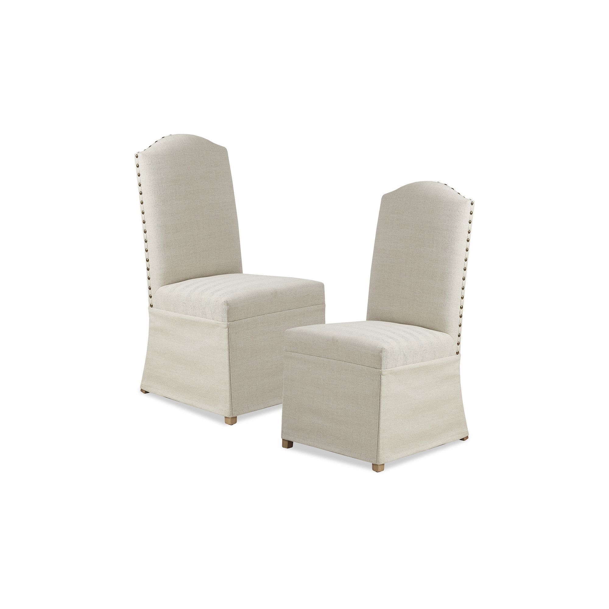 Madison Park Capa Set of 2 High Back Dining Chairs with Skirts, Beige