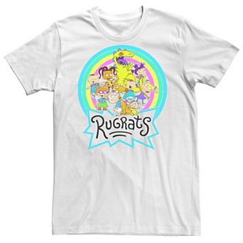 Men's Rugrats Neon Circle Rainbow Group Tee