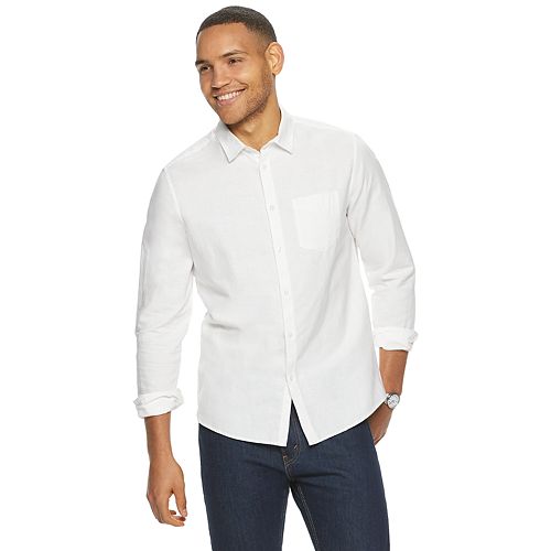 Men's Marc Anthony Slim-Fit Linen-Blend Button-Down Shirt