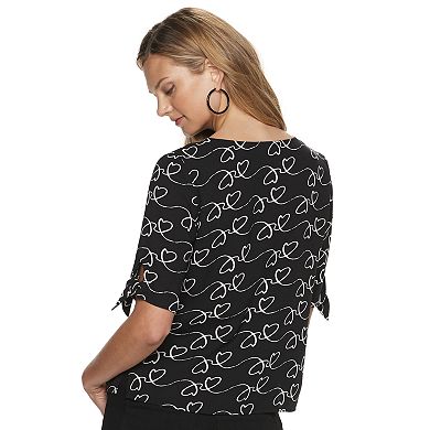 Women's Apt. 9® Tie Sleeve Button Front Blouse