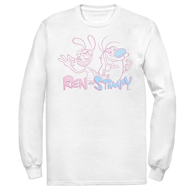 Men's Ren & Stimpy Portrait Outline Logo Long Sleeve Tee