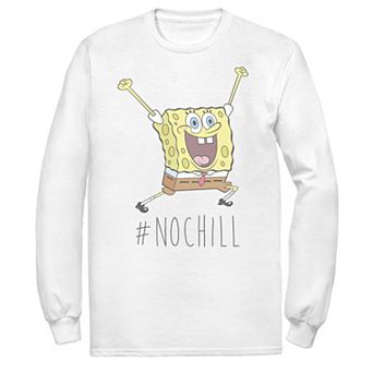 Men's Spongebob Squarepants #No Chill Action Pose Portrait Long Sleeve Tee