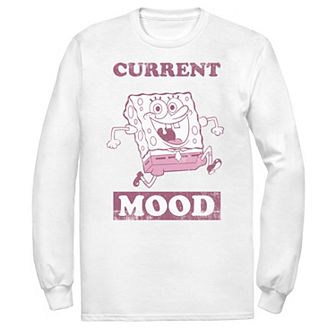 Men's Spongebob Spongebob Current Mood Pink Hue Portrait Long Sleeve Tee