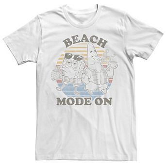 Men's Spongebob Squarepants Beach Mode On Faded Retro Tee