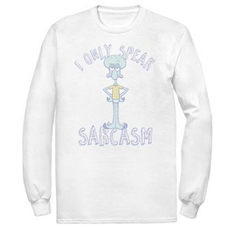 Men's Spongebob Squidward I Only Speak Sarcasm Portrait Long Sleeve Tee