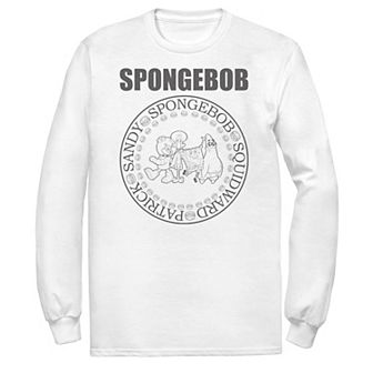Men's Spongebob And Friends Circle Portrait Logo Long Sleeve Tee