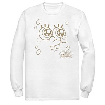 Men's Spongebob Bob Esponja Costume Face Long Sleeve Tee