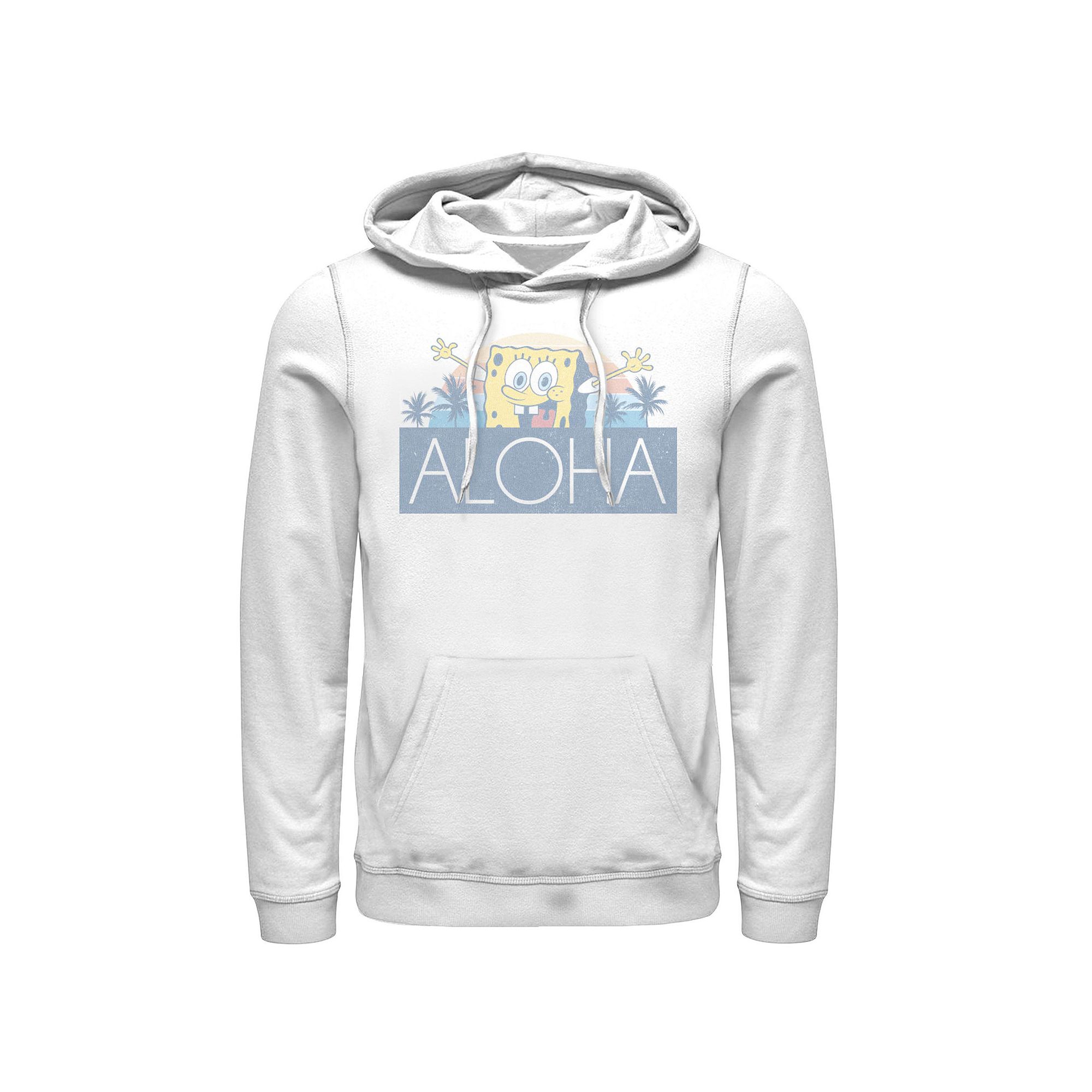 Mens Spongebob Squarepants Aloha Faded Portrait Logo Panel Hoodie, Size: S