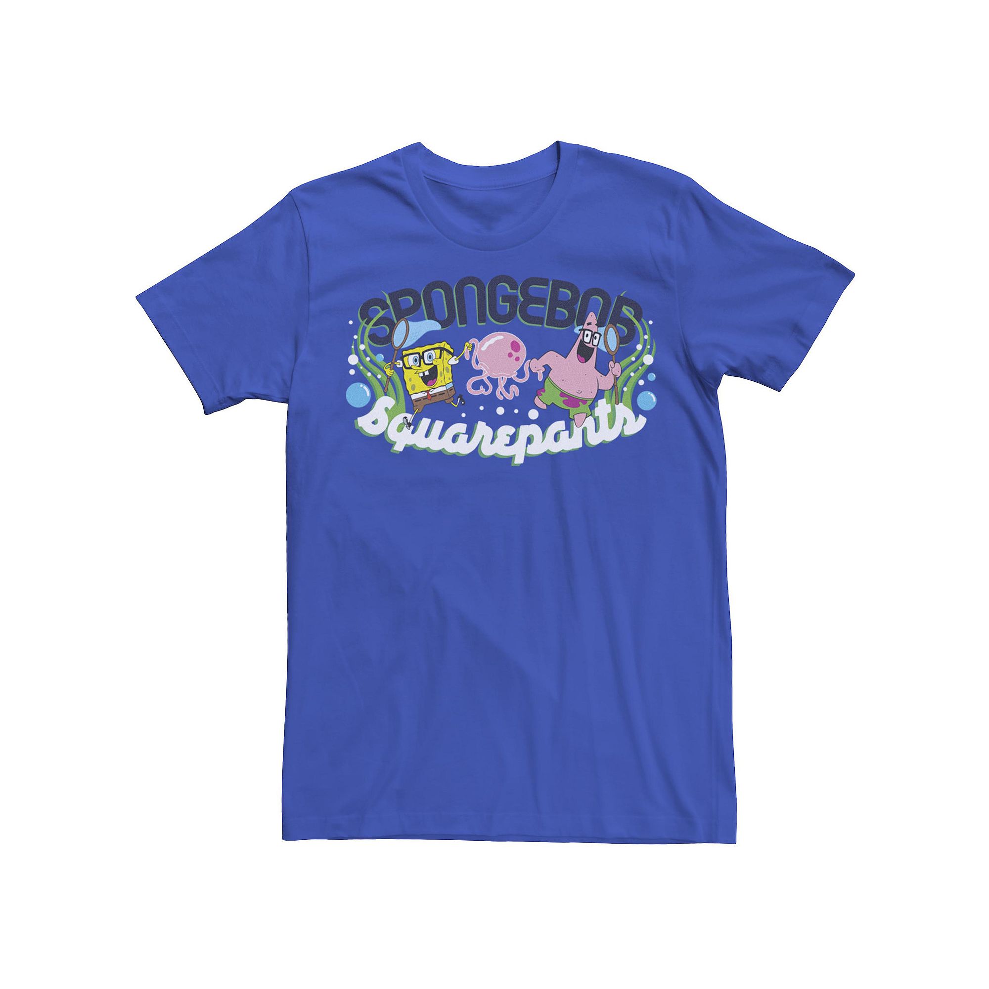 Mens Spongebob And Patrick Jellyfish Fishing Tee, Size: Small, Royal