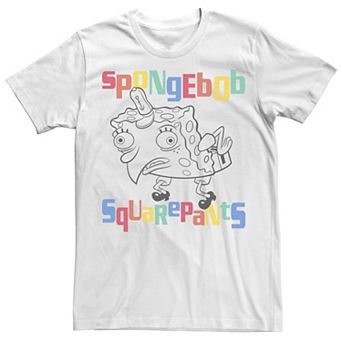 Men's Spongebob Mocking Portrait Outline Colorful Text Tee