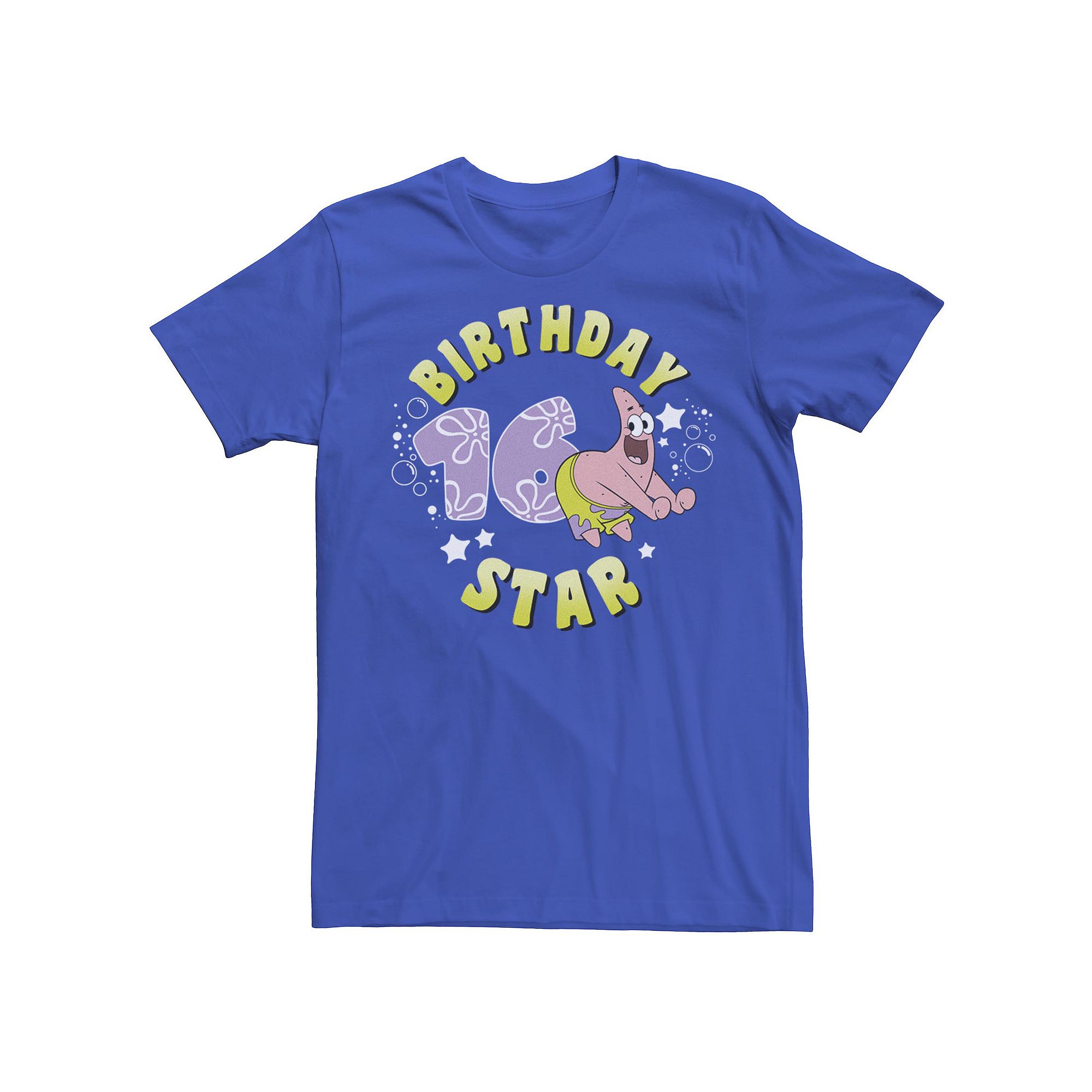 Mens Spongebob Patrick 16th Birthday Star Portrait Tee, Size: Small, Royal