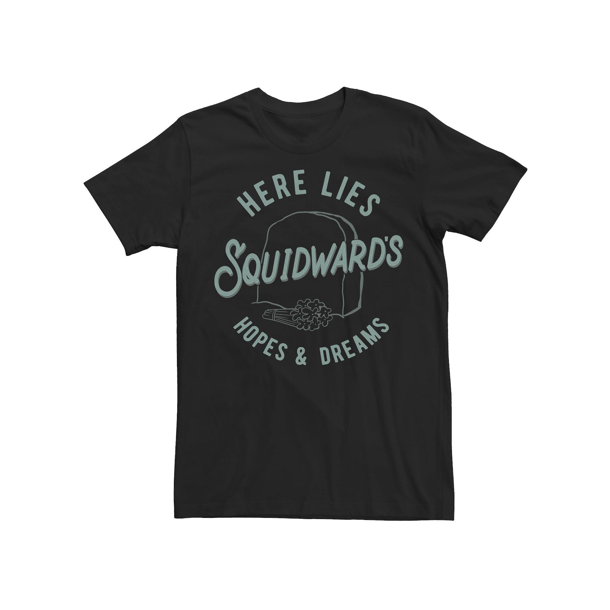 Mens Spongebob Here Lies Squidwards Hopes And Dreams Tee, Size: Medium, Bl