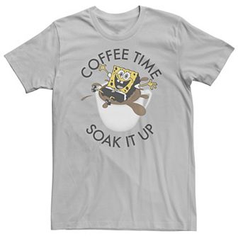 Men's Spongebob Coffee Time Soak It Up Portrait Tee