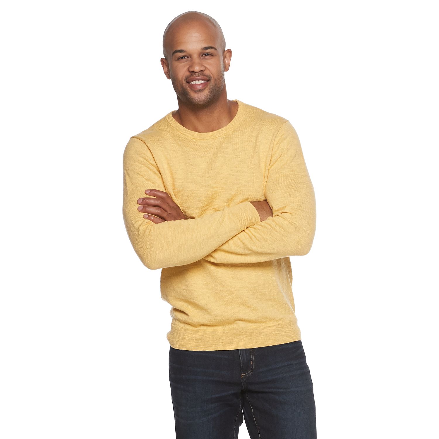 yellow crew neck sweater mens