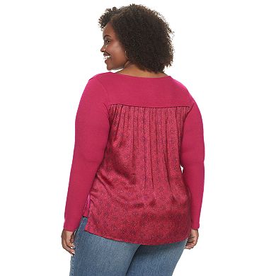 Plus Size EVRI Mixed Media Top