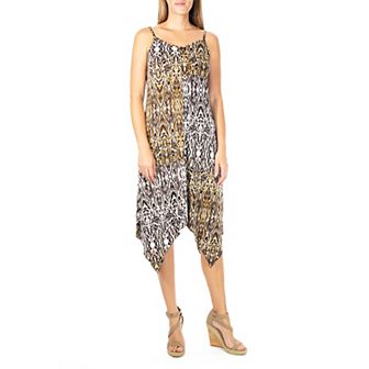 Women's Nina Leonard Print Shark-Bite Hem Midi Dress
