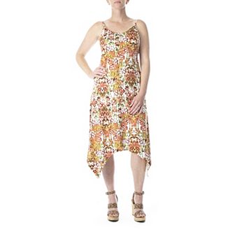 Women's Nina Leonard Print Shark-Bite Hem Midi Dress
