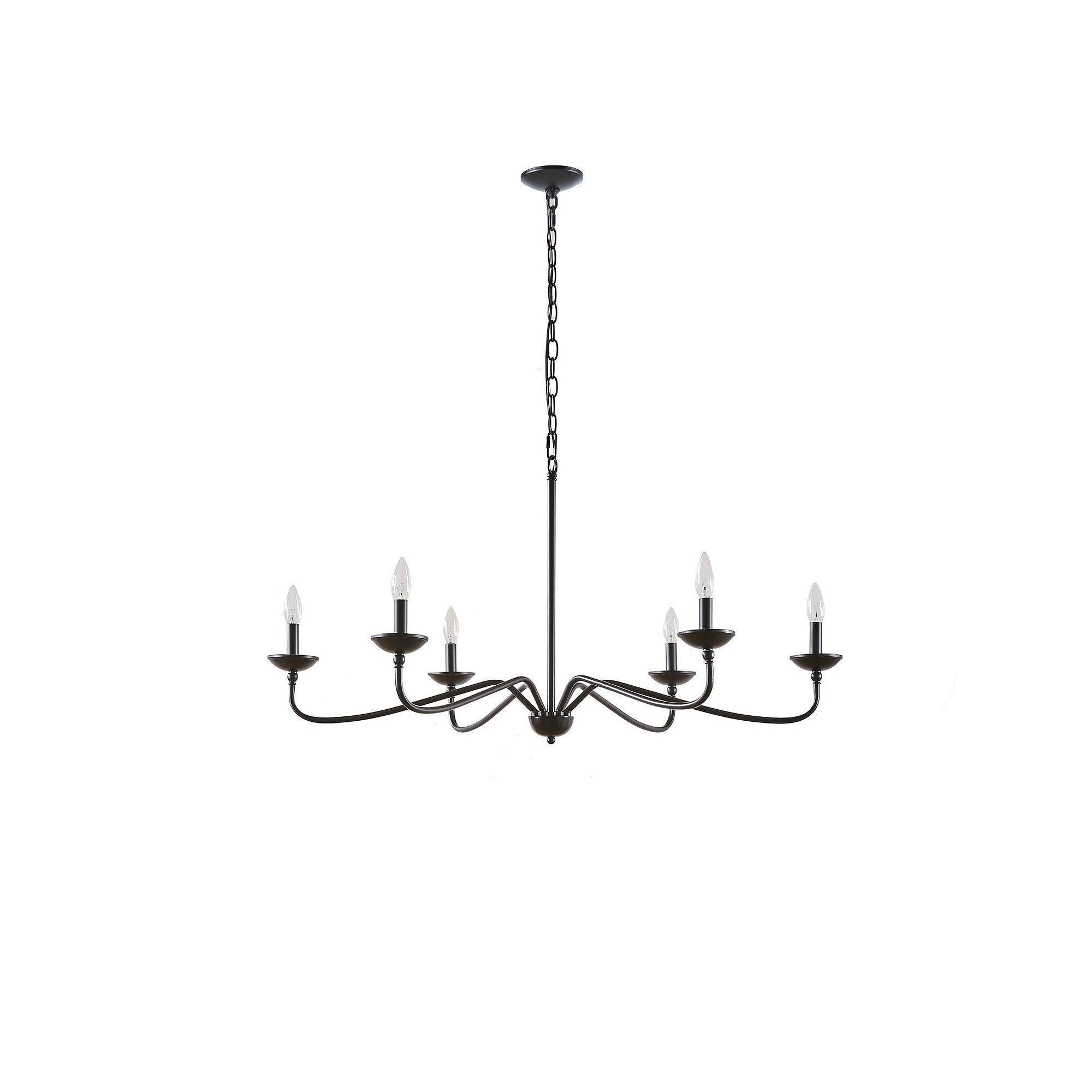 INK + IVY Brighton 6-Light Farmhouse Metal Chandelier, Matte Black