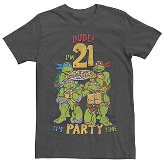 Men's Ninja Turtles Dude I'm 21 It's Party Time Short Sleeve Tee
