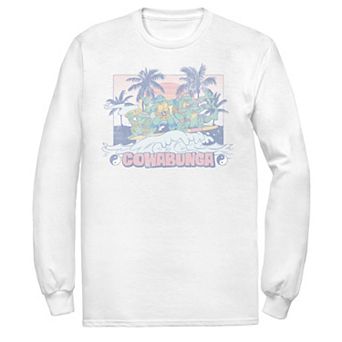 Mens Teen Guys LICENSED CHARACTER Mens Ninja Turtles Cowabunga Faded Surf Group Shot Long Sleeve Tee