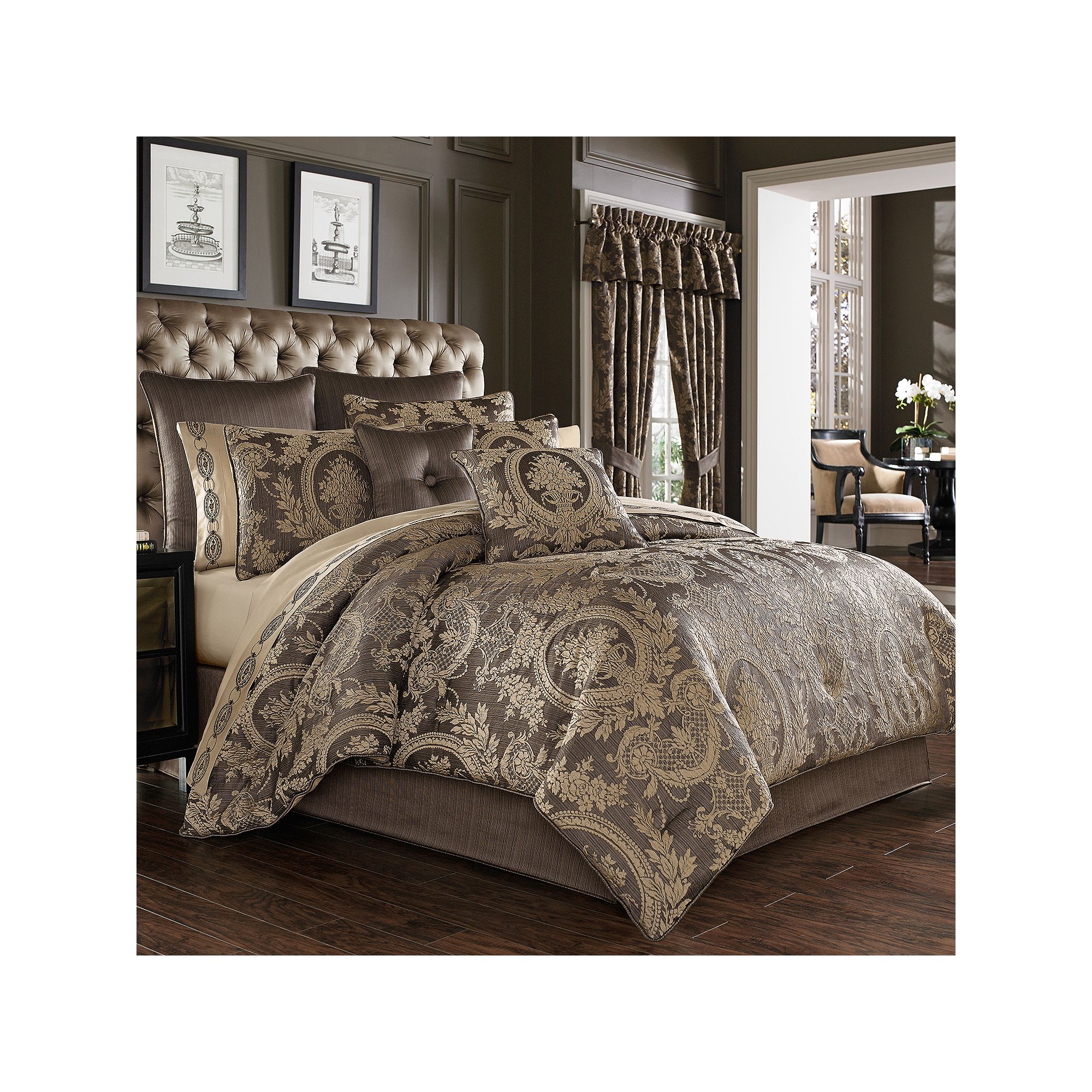 Five Queens Court Neapolitan Mink Comforter Set or Euro Sham, Brown
