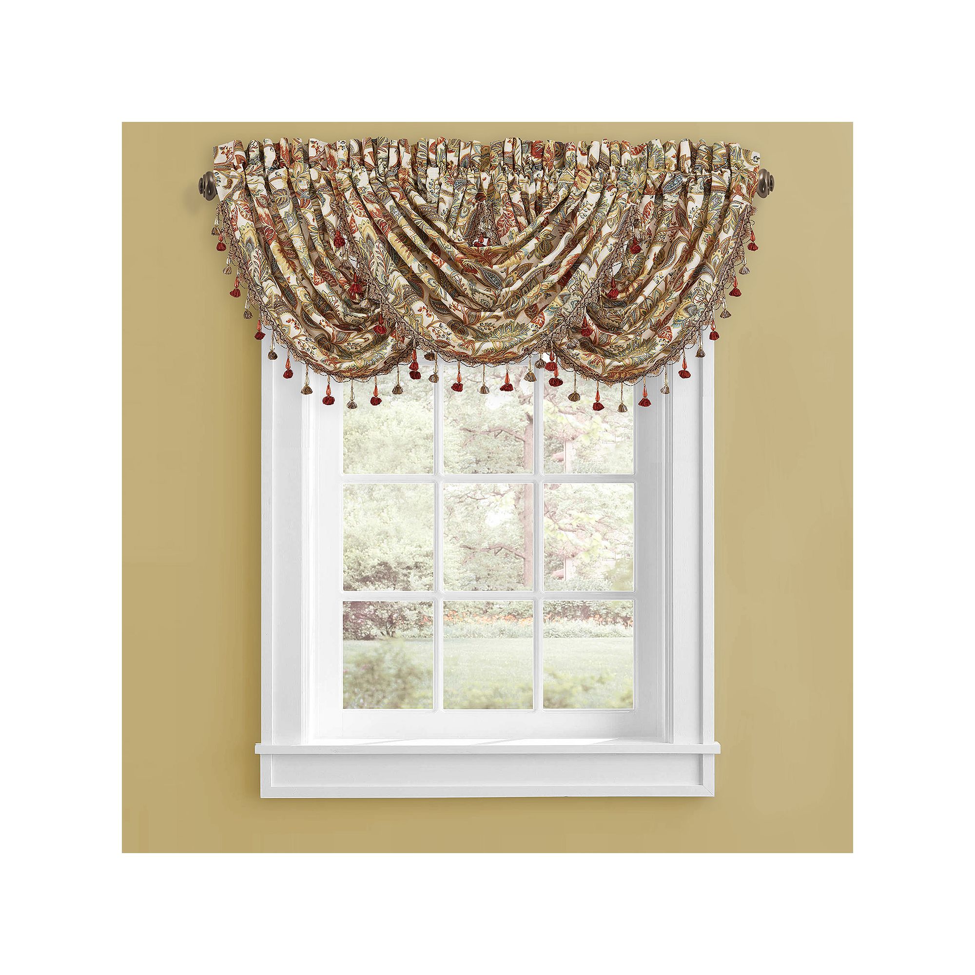 Five Queens Court August Multi Window Waterfall Valance