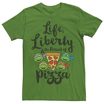 Men's Ninja Turtles Life, Liberty, Pizza Head Shot Short Sleeve Tee