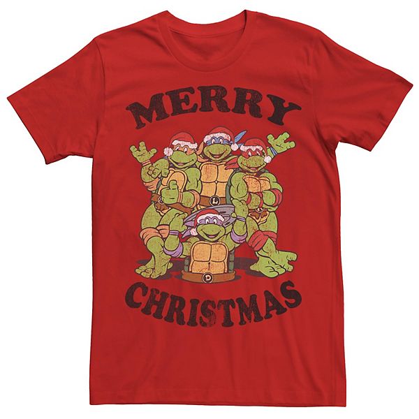 Men's Ninja Turtles Merry Christmas Santa Group Shot Short Sleeve tee
