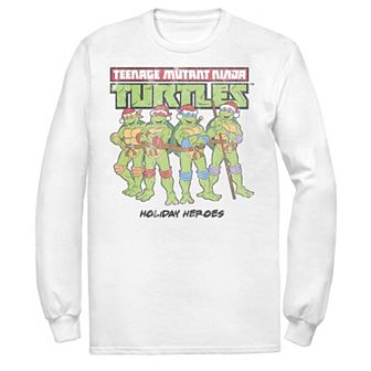 Men's Ninja Turtles Vintage Christmas Santa Hat Group Long Sleeve Tee