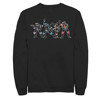Men's Ninja Turtles Group Action Outline Fleece