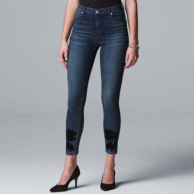 Women's Simply Vera Vera Wang Velvet Applique Skinny Jeans