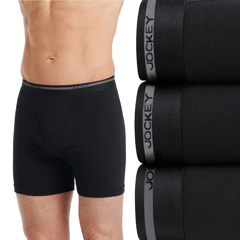 UPC 037882750228 product image for Men's Jockey 3-Pack + 1 Bonus Cotton Boxer Briefs, Size: Large, Black | upcitemdb.com